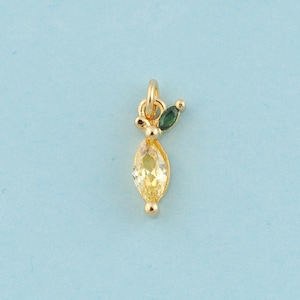 Gold CZ Mango Charms,Mango Jewelry,Fruit Pendant for DIY Jewelry Making,18K Gold