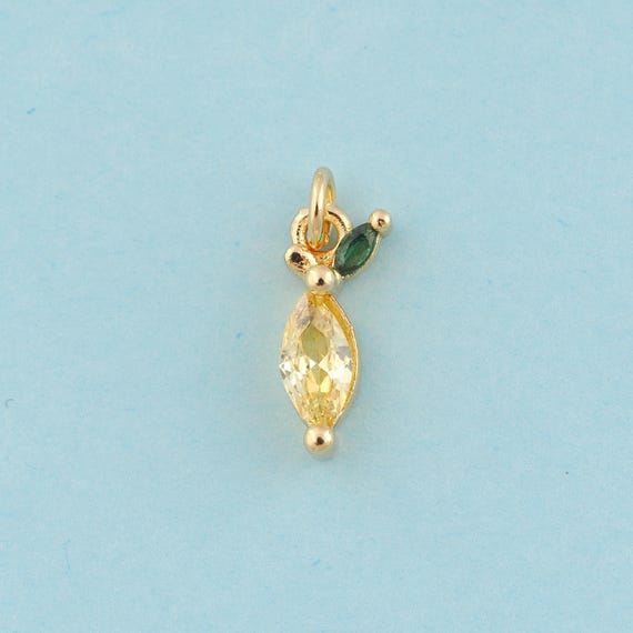 Gold CZ Mango Charms,Mango Jewelry,Fruit Pendant for DIY Jewelry Making,18K Gold