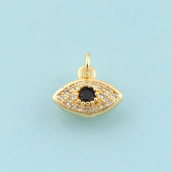 Gold CZ Evil Eye Charms,Devil Eye Jewelry,Eye Pendant for DIY Jewelry Making,18K Gold