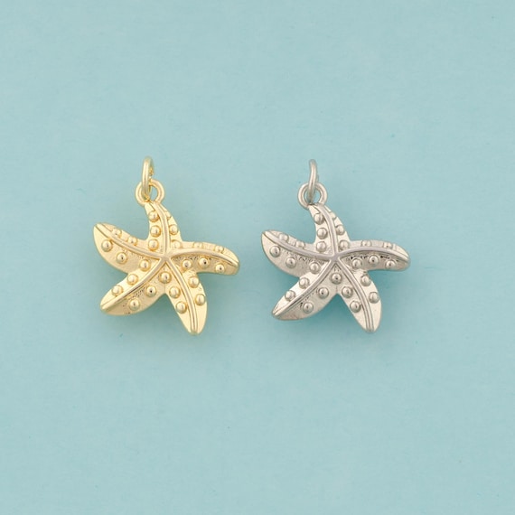 Gold Starfish Charms,Starfish Jewelry,Starfish Pendant for DIY Jewelry Making,18K Gold