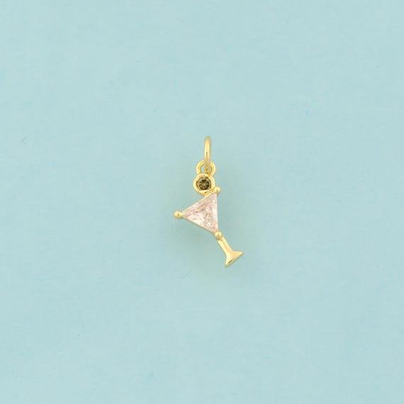 Gold CZ Goblet Charms,Wine Glass Jewelry,Goblet Pendant for DIY Jewelry Making,18K Gold