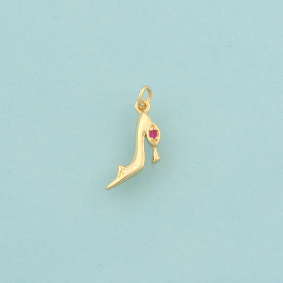 Gold CZ High Heels Charms,High Heels Jewelry,High Heels Pendant for DIY Jewelry Making,18K Gold