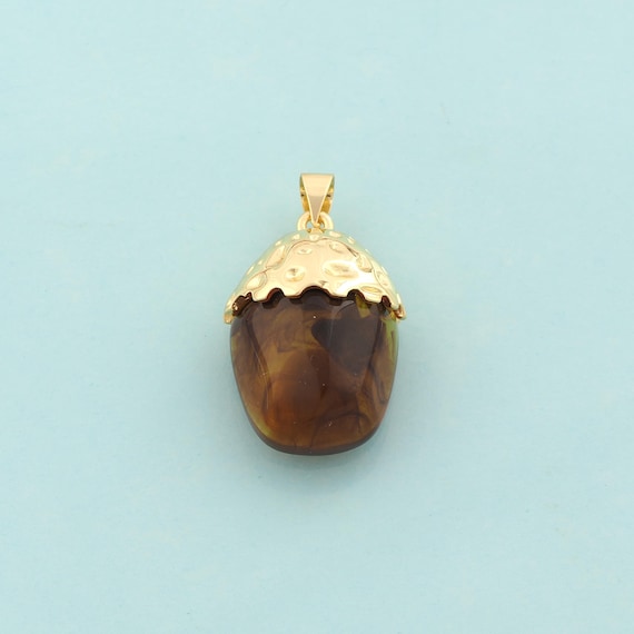 Gold Nut Charms,Nut Jewelry,Acrylic Nut Pendant for DIY Jewelry Making,18K Gold