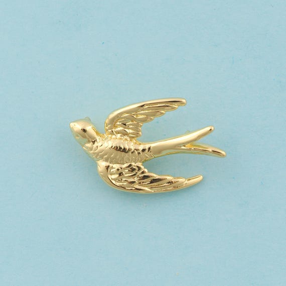 Gold Swallow Charms,Bird Jewelry,Swallow Pendant for DIY Jewelry Making,18K Gold