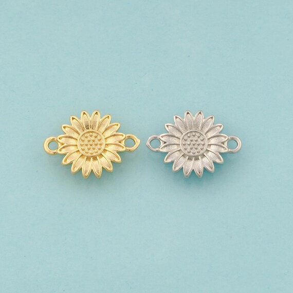 Gold Daisy Connector,Flower Jewelry Connector,Daisy Connector for DIY Jewelry Making,18K Gold