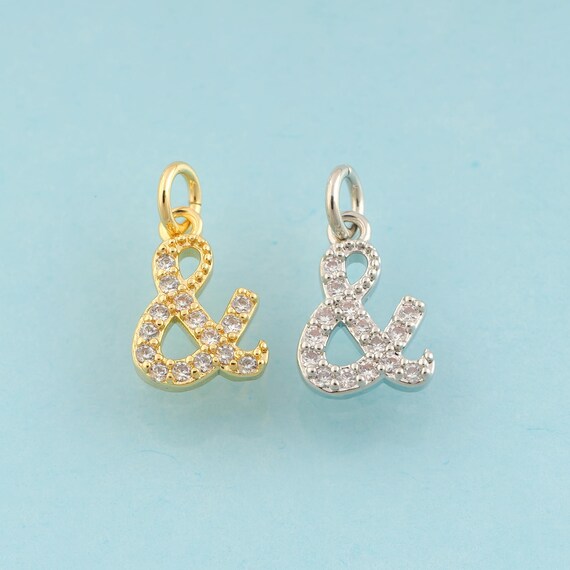 Gold CZ Symbol Charms,Symbol Jewelry,Symbol Pendant for DIY Jewelry Making,18K Gold & Rhodium
