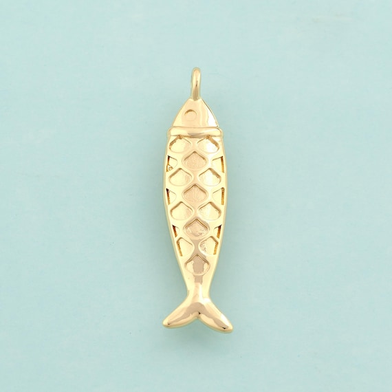 Gold Fish Charms,Marine Life Jewelry,Fish Pendant for DIY Jewelry Making,18K Gold