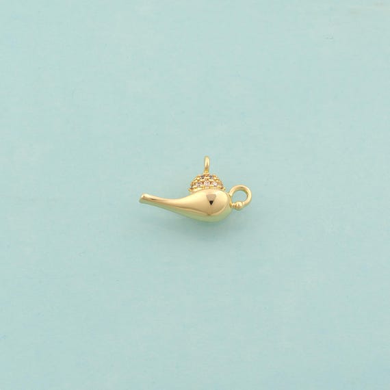 Gold CZ Aladdin Lamp Charms,Aladdin Lamp Jewelry,Aladdin Lamp Pendant for DIY Jewelry Making,18K Gold