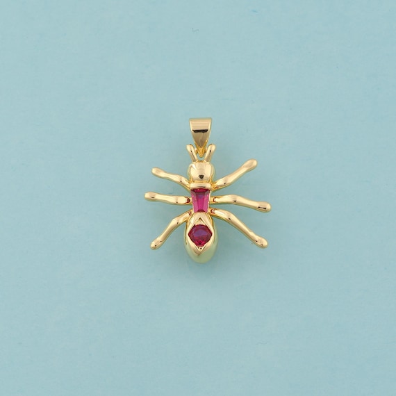 Gold CZ Spider Charms,Spider Jewelry,Spider Pendant for DIY Jewelry Making,18K Gold