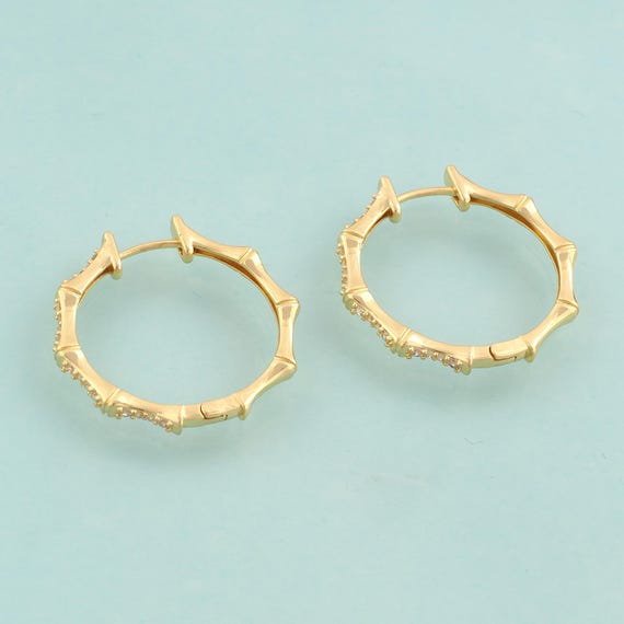 Gold CZ Hoop Earrings,Hugging Hoop Jewelry Earrings,Hoop Earrings,Gift for Her,18K Gold