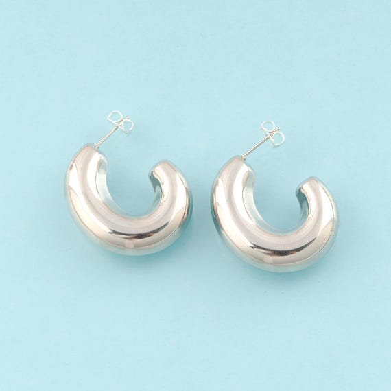 Rhodium Open Stud Earrings,Thick Jewelry Stud Earrings,Thick Stud Earrings,Gift for Her,Rhodium