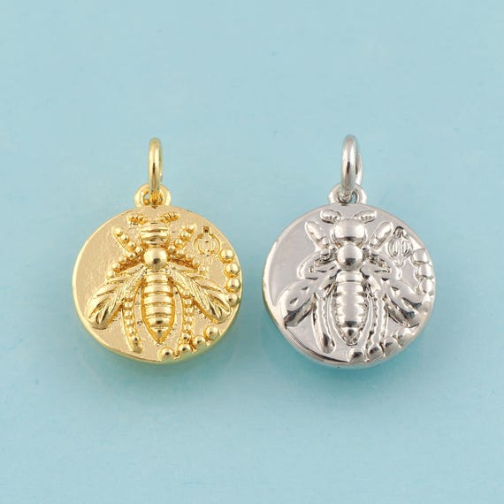Gold Bee Charms,Insect Jewelry,Bee Pendant for DIY Jewelry Making,18K Gold & Rhodium