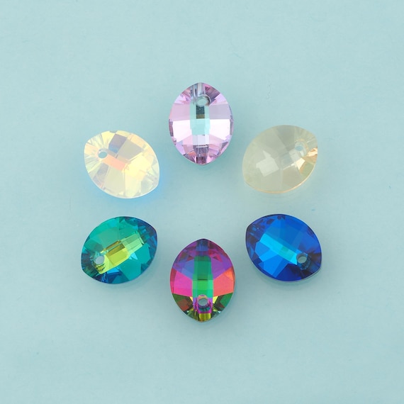 Pure Leaf Crystal Pendant,Crystal AB Charms,Austrian Crystal,Made in Austria for DIY Jewelry Making
