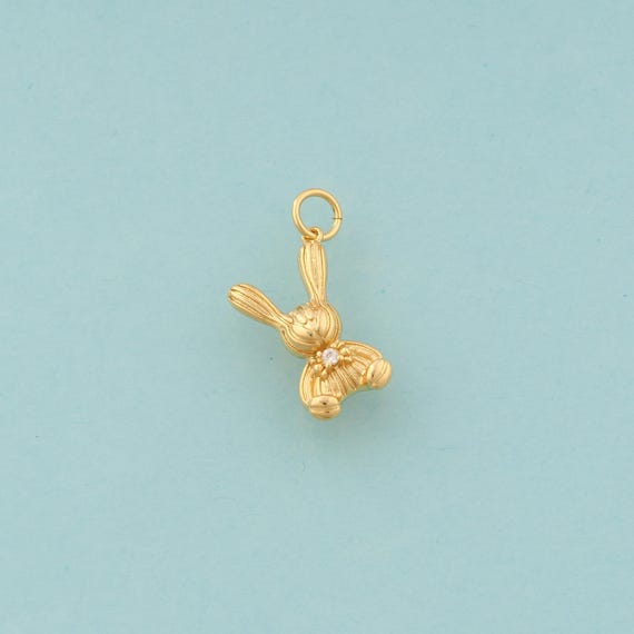 Gold CZ Rabbit Charms,Animal Jewelry,Rabbit Pendant for DIY Jewelry Making,18K Gold