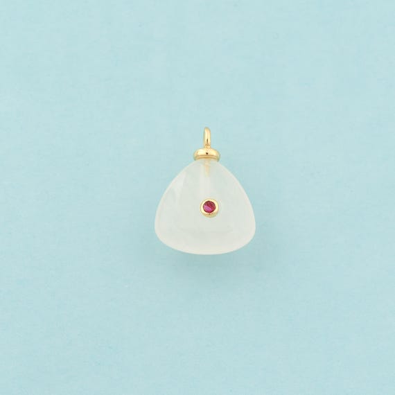 Gold Energy Stone Charms,Natural Stone Jewelry,White Agate Pendant for DIY Jewelry Making,18K Gold