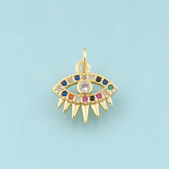 Gold CZ Evil Eye Charms,Devil Eye Jewelry,Eye Pendant for DIY Jewelry Making,18K Gold