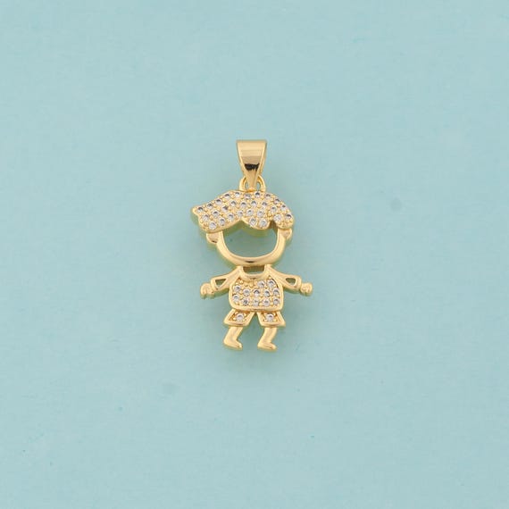 Gold CZ Character Charms,Boy Jewelry,Character Pendant for DIY Jewelry Making,18K Gold