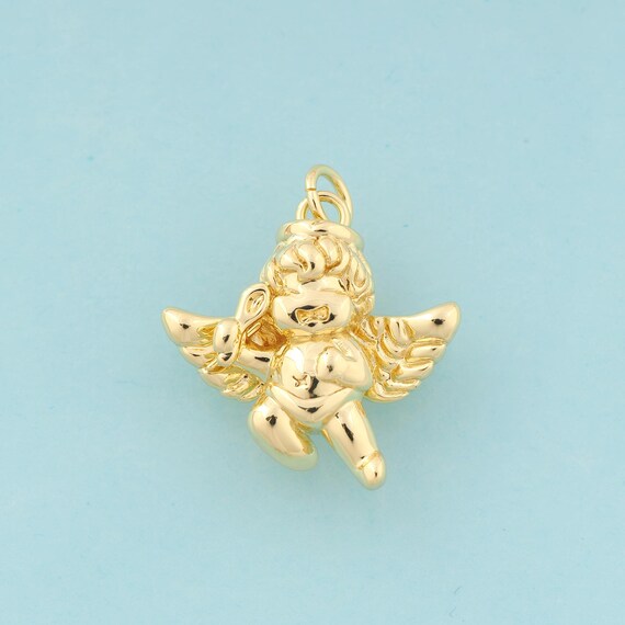 Gold Angel Charms,Angel Jewelry,Angel Pendant for DIY Jewelry Making,18K Gold