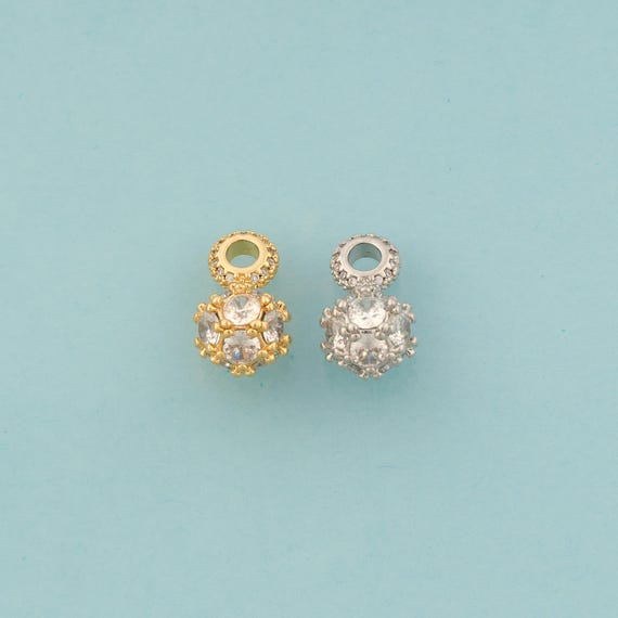 Gold CZ Ball Charms,Round Jewelry,Ball Pendant for DIY Jewelry Making,18K Gold