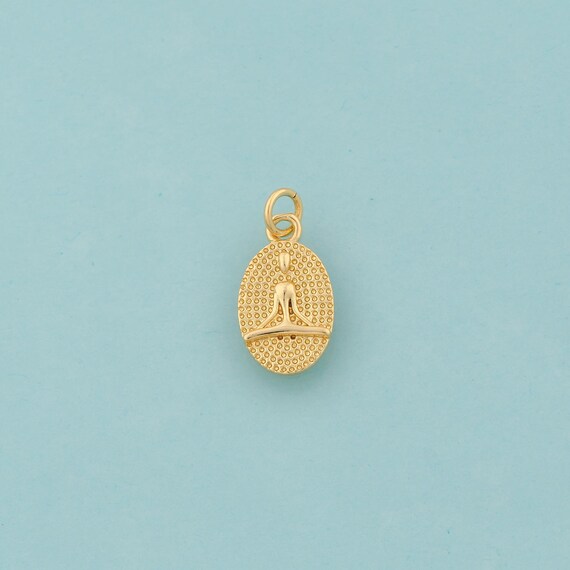 Gold Yoga Charms,Oval Jewelry,Yoga Pendant for DIY Jewelry Making,18K Gold