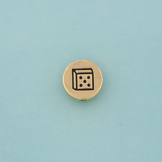 Dice Spacer Beads,Round Flat Beads,Heart Beads for DIY Jewelry Making,18K Gold
