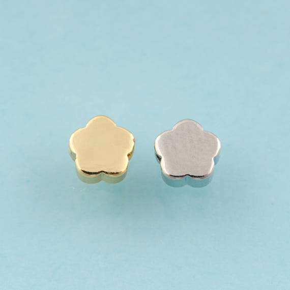 5 pcs Flat Spacer Beads,Flower Beads,Flower Flat Spacer Beads for DIY Jewelry Making,18K Gold & Rhodium