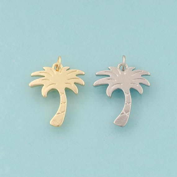 Gold Coconut Tree Charms,Palm Tree Jewelry,Tree Pendant for DIY Jewelry Making,18K Gold