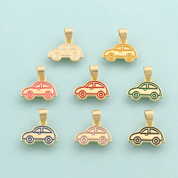 Gold Enamel Car Charms,Car Jewelry,Car Pendant for DIY Jewelry Making,18K Gold