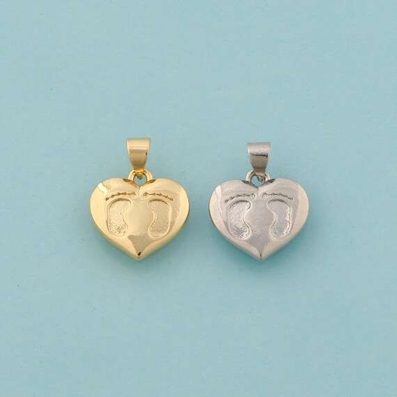 Gold Heart Charms,Foot Jewelry,Love Pendant for DIY Jewelry Making,18K Gold
