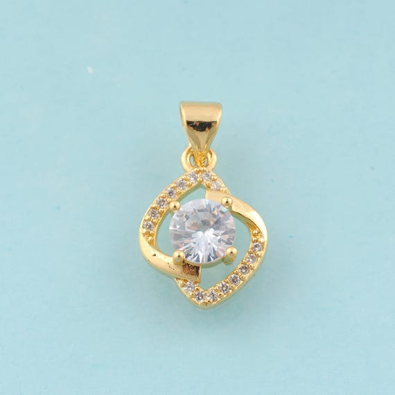 Gold CZ Round Charms,Round Jewelry,Round Pendant for DIY Jewelry Making,18K Gold