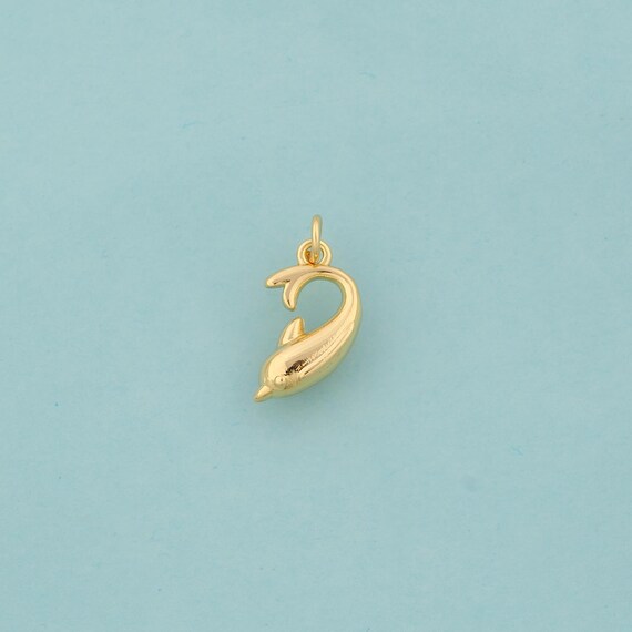 Gold Dolphin Charms,Animal Jewelry,Dolphin Pendant for DIY Jewelry Making,18K Gold