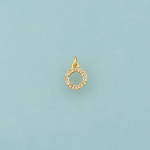 Gold CZ Round Charms,Round Jewelry,Round Pendant for DIY Jewelry Making,18K Gold