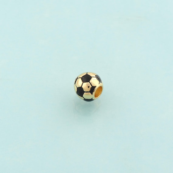 Gold Football Spacer Beads,Sports Beads,Enamel Ball Beads for DIY Jewelry Making,18K Gold