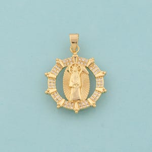 Gold CZ Santa Muerte Charms,Santa Muerte Jewelry,Santa Muerte Pendant for DIY Jewelry Making,18K Gold