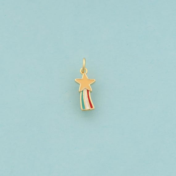 Gold Meteor Charms,Celestial Jewelry,Enamel Starburst Pendant for DIY Jewelry Making,18K Gold