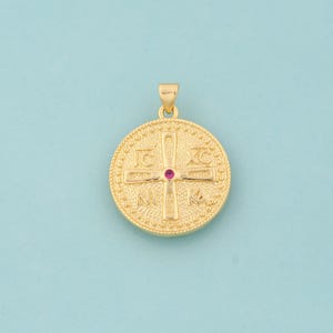 Gold ICXC NIKA Charms,Orthodox Cross Jewelry,Christian Pendant for DIY Jewelry Making,18K Gold