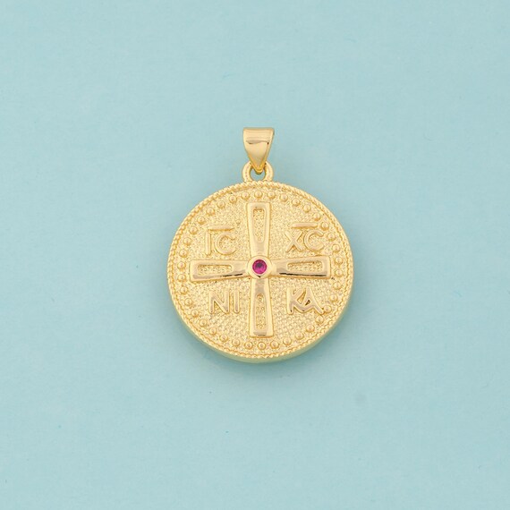 Gold ICXC NIKA Charms,Orthodox Cross Jewelry,Christian Pendant for DIY Jewelry Making,18K Gold