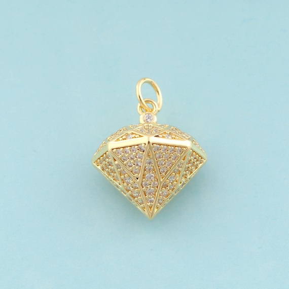Gold CZ Diamond Charms,Diamond Jewelry,Diamond Pendant for DIY Jewelry Making,18K Gold