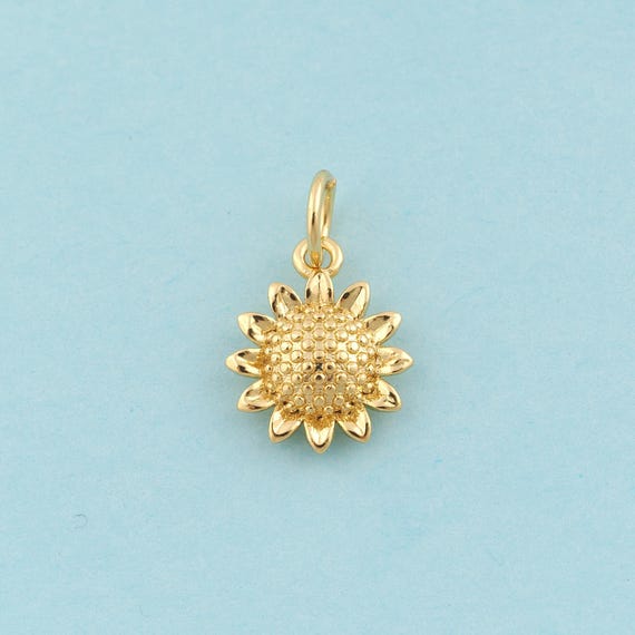 Gold Sunflower Charms,Sunflower Jewelry,Sunflower Pendant for DIY Jewelry Making,18K Gold