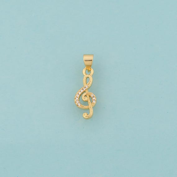 Gold CZ Musical Note Charms,Symbol Jewelry,Musical Note Pendant for DIY Jewelry Making,18K Gold