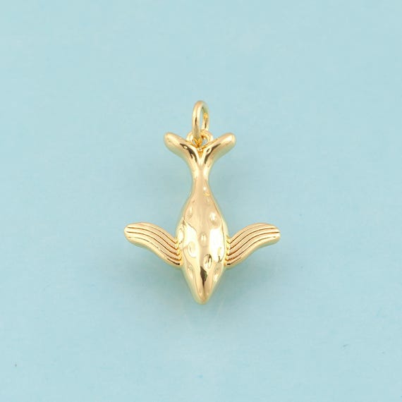 Gold Fish Charms,Marine Life Jewelry,Fish Pendant for DIY Jewelry Making,18K Gold
