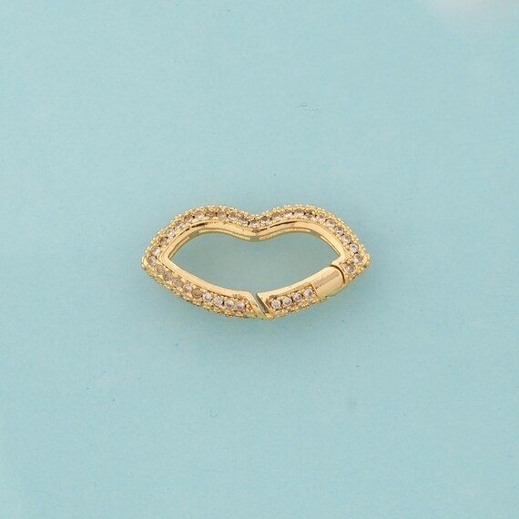 Gold Push Door Clasp,Snap Jewelry Clasp,Lips Clasp for DIY Jewelry Making,18K Gold