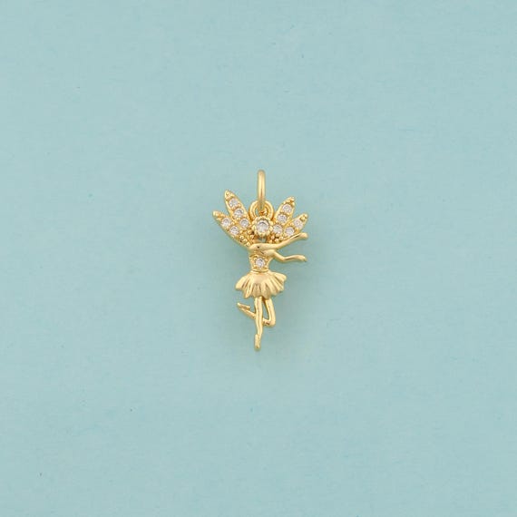 Gold CZ Elf Charms,Elf Jewelry,Elf Pendant for DIY Jewelry Making,18K Gold