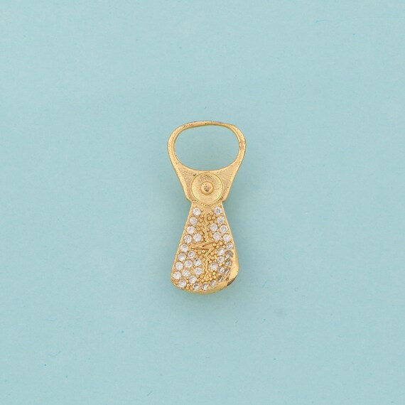 Gold CZ Soda Cap Charms,Soda Label Jewelry,Can Pull Ring Pendant for DIY Jewelry Making,18K Gold