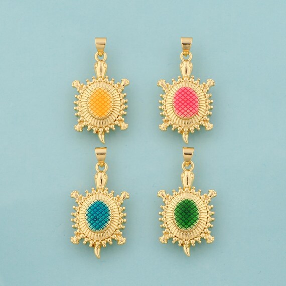 Gold Turtle Charms,Turtle Jewelry,Turtle Pendant for DIY Jewelry Making,18K Gold