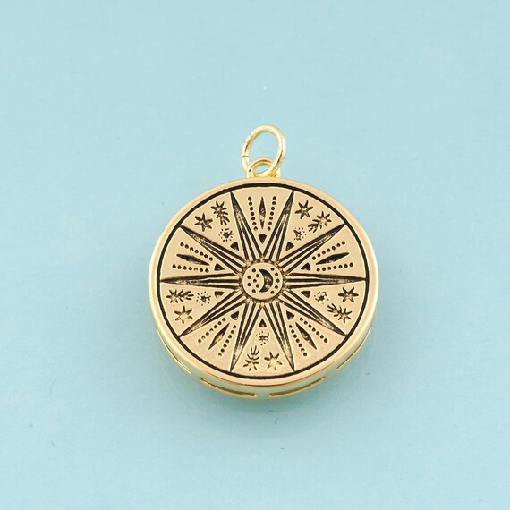 Gold Moon Charms,Star Jewelry,Sun Pendant for DIY Jewelry Making,18K Gold