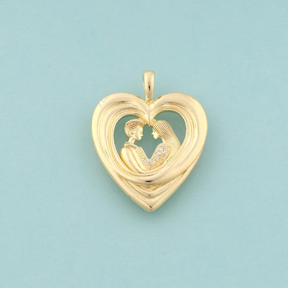 Gold CZ Heart Charms,Love Jewelry,Couple Pendant for DIY Jewelry Making,18K Gold