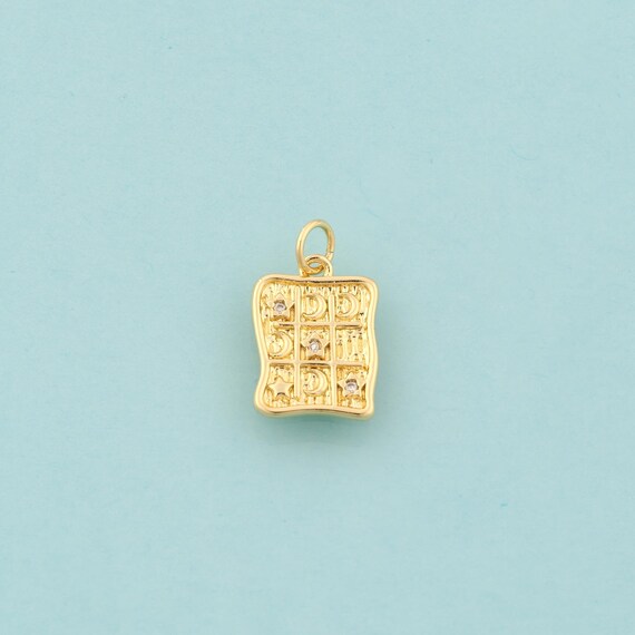 Gold CZ Crescent Moon Charms,Celestial Jewelry,Star Pendant for DIY Jewelry Making,18K Gold