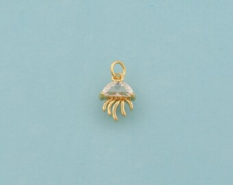 Gold CZ Jellyfish Charms,Marine Life Jewelry,Jellyfish Pendant for DIY Jewelry Making,18K Gold