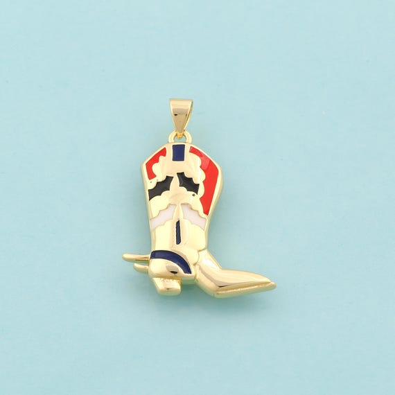 Gold Enamel Knight Boots Charms,Knight Boots Jewelry,Knight Boots Pendant for DIY Jewelry Making,18K Gold